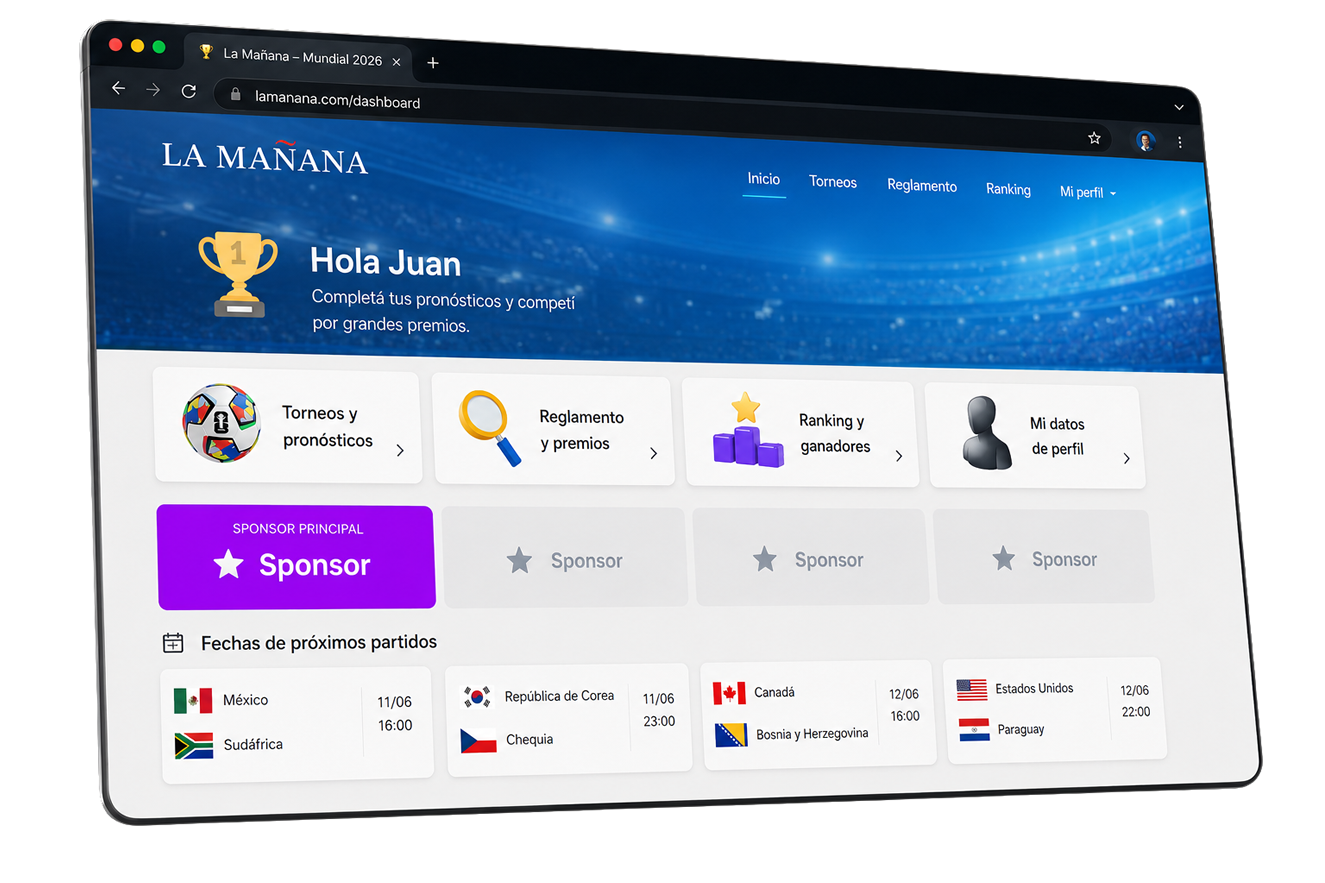 Vista previa de la plataforma Prode Mundial 2026